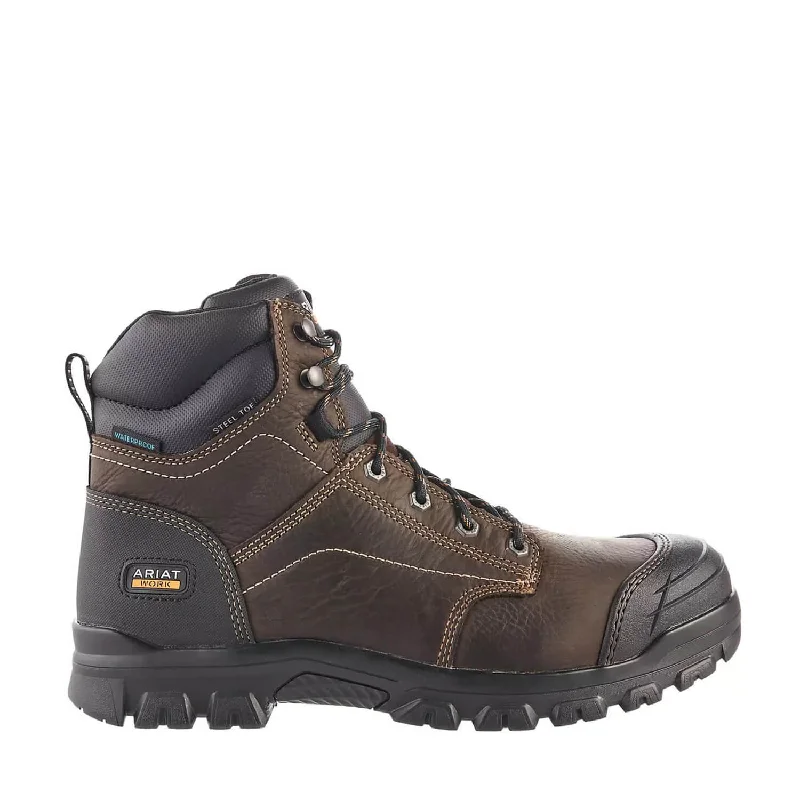 Men's waterproof steel - toe work & safety boots for wet environmentsTreadfast 6 inch Steel-Toe Waterproof Work Boot Brown