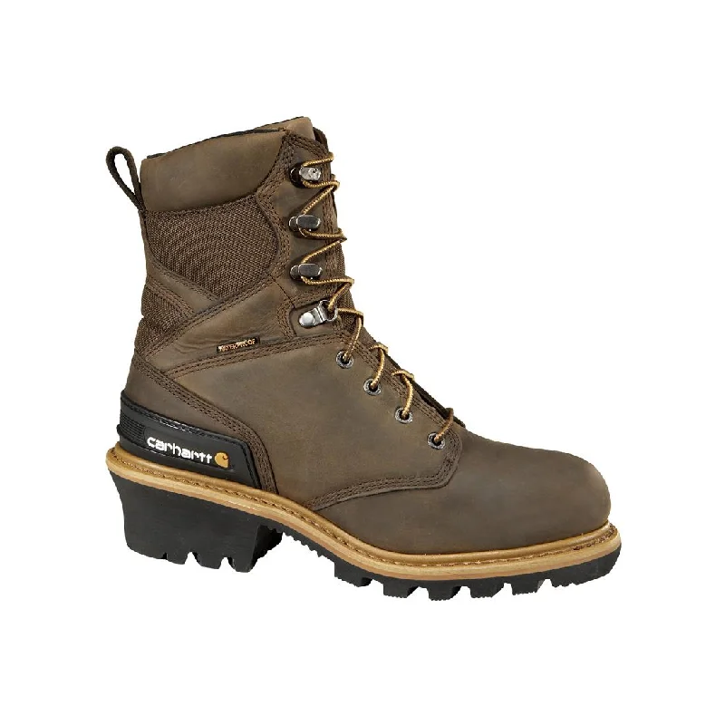 Men's insulated work & safety boots for cold - climate work8" Waterproof Insulated Climbing Logger Composite Toe Work Boot Brown