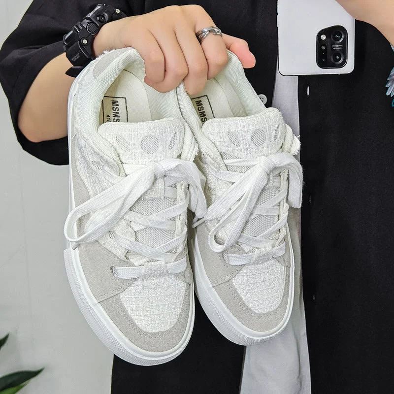 Men's canvas shoes with a soft canvas interior for a cozy feel Men's canvas shoes with a multi - colored pattern for a trendy appearanceMen Fashion Patchwork Canvas Casual Skate Shoes Men's canvas shoes with a soft canvas interior for a cozy feel Men's canvas shoes with a multi - colored pattern for a trendy appearanceMen Fashion Patchwork Canvas Casual Skate Shoes