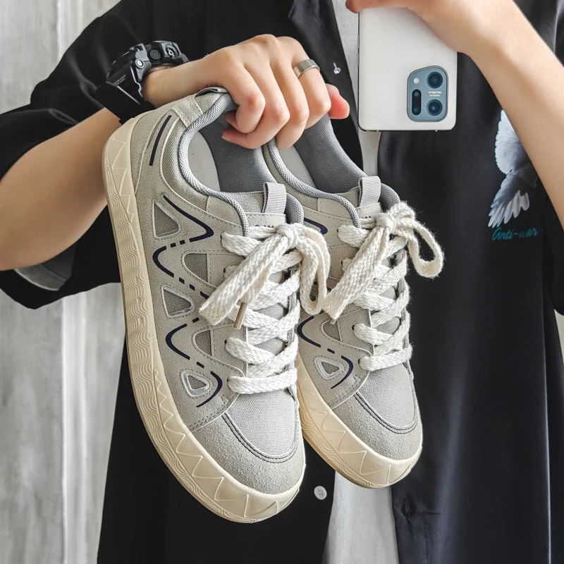 Men's canvas shoes with a suede - like finish for a luxurious feel Men's canvas shoes with a soft canvas interior for a cozy feelMen Fashion Breathable Flat Casual Skate Shoes