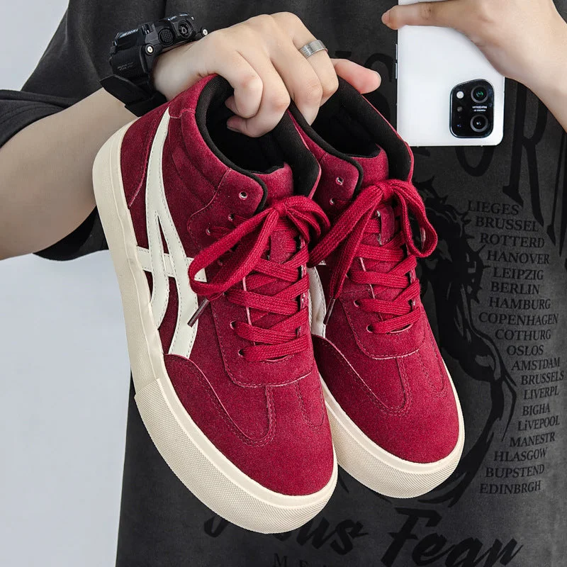 Men's canvas shoes with a removable insole for easy cleaning Men's canvas shoes in bright red for a bold statementMen Fashion Breathable Canvas High Top Casual Sneakers Men's canvas shoes with a removable insole for easy cleaning Men's canvas shoes in bright red for a bold statementMen Fashion Breathable Canvas High Top Casual Sneakers