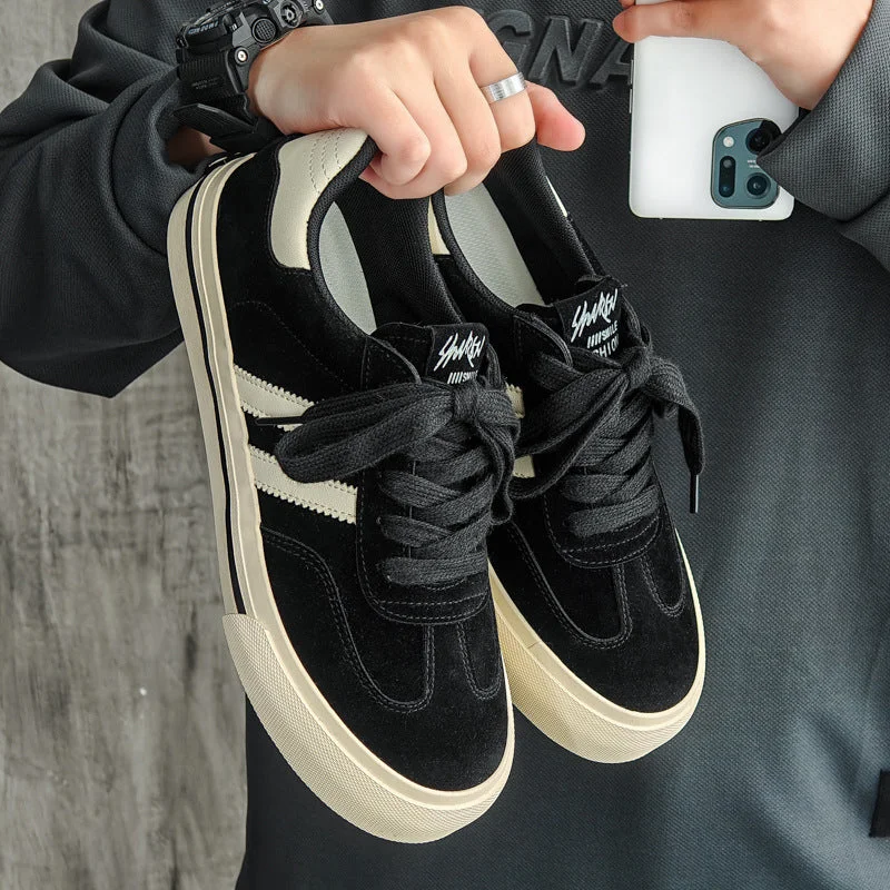 Men's canvas shoes with a canvas - and - leather combination for a premium look Men's canvas shoes with a shiny canvas finish for a more eye - catching appearanceMen Fashion Casual Canvas Flat Training Sneakers Men's canvas shoes with a canvas - and - leather combination for a premium look Men's canvas shoes with a shiny canvas finish for a more eye - catching appearanceMen Fashion Casual Canvas Flat Training Sneakers
