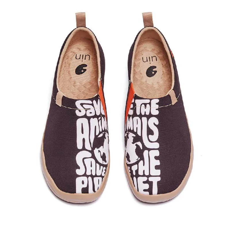 Men's canvas shoes with a rough - textured canvas for a rugged appearance Save the Planet