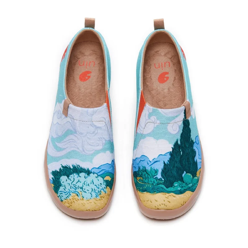 Men's canvas shoes with a multi - colored pattern for a trendy appearance Van Gogh Wheatfield with Cypresses Men Men's canvas shoes with a multi - colored pattern for a trendy appearance Van Gogh Wheatfield with Cypresses Men