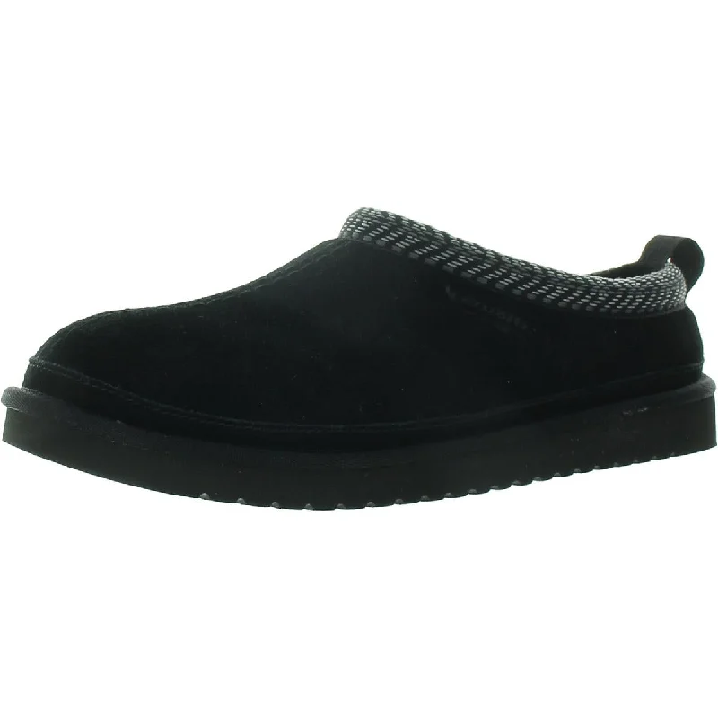 Men's slippers with a shock - absorbing midsole BURREE Mens Faux Fur Lined Suede Scuff Slippers