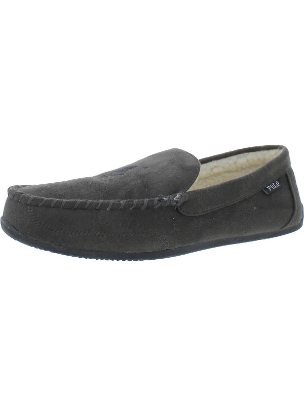 Men's slippers with a logo patch on the side Declan Mens Faux Suede Slip On Loafer Slippers Men's slippers with a logo patch on the side Declan Mens Faux Suede Slip On Loafer Slippers