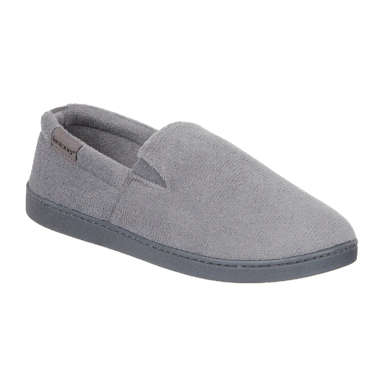 Leather men's slippers with a mule style Men's Microterry Jake Closed Back Slipper with Gel Infused Memory Foam Leather men's slippers with a mule style Men's Microterry Jake Closed Back Slipper with Gel Infused Memory Foam