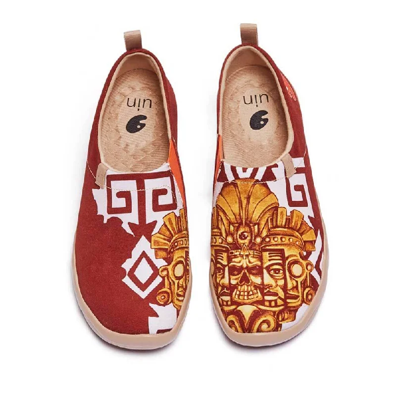 Men's classic white canvas shoes for everyday wear Mayan Totem