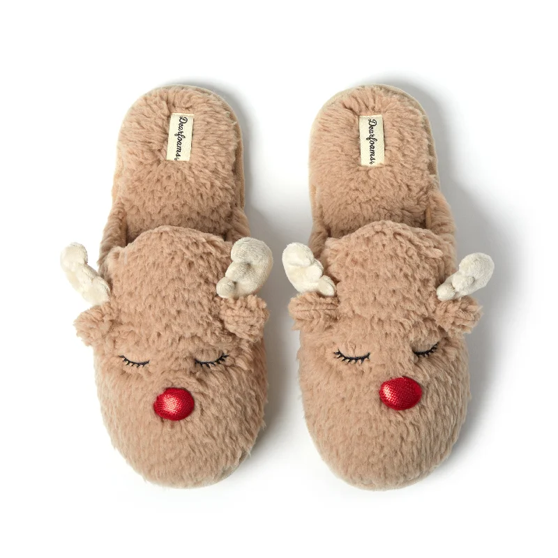 Men's slippers with a memory foam insole Dearfoams Men's Holiday Novelty Christmas Reindeer Scuff Slipper Men's slippers with a memory foam insole Dearfoams Men's Holiday Novelty Christmas Reindeer Scuff Slipper