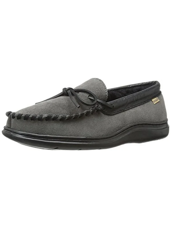 Men's slippers in a warm color like red or brown Atlin Mens Suede Faux Fur Lined Moccasin Slippers Men's slippers in a warm color like red or brown Atlin Mens Suede Faux Fur Lined Moccasin Slippers