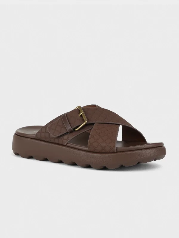 Men's slippers with a stretchy side panel for a better fit Men "SNOOD" Casual Buckle Slippers