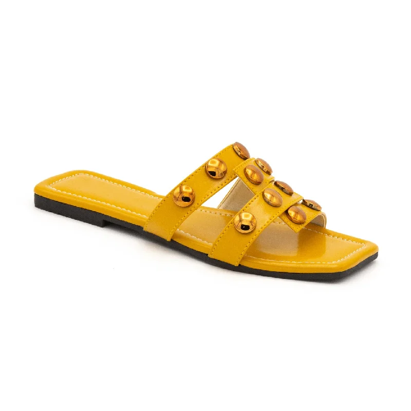 Men's slippers with a decorative pom - pom or tassel M074 flat slipper