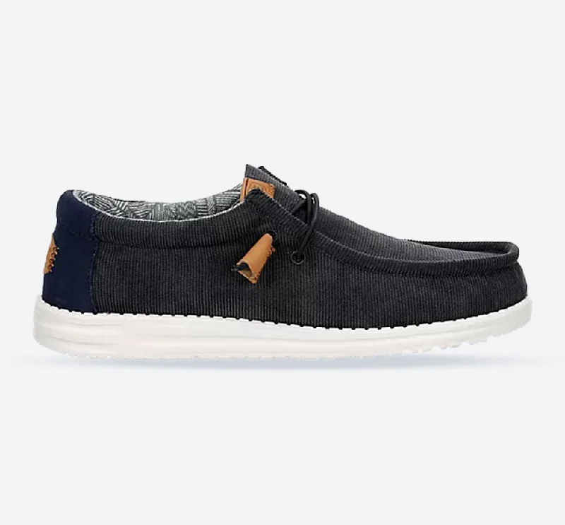 Men's canvas shoes with a shock - absorbing midsole for walking comfort Men's Heydude 40163 Wally Corduroy Classic Slip On Shoes - Navy Men's canvas shoes with a shock - absorbing midsole for walking comfort Men's Heydude 40163 Wally Corduroy Classic Slip On Shoes - Navy