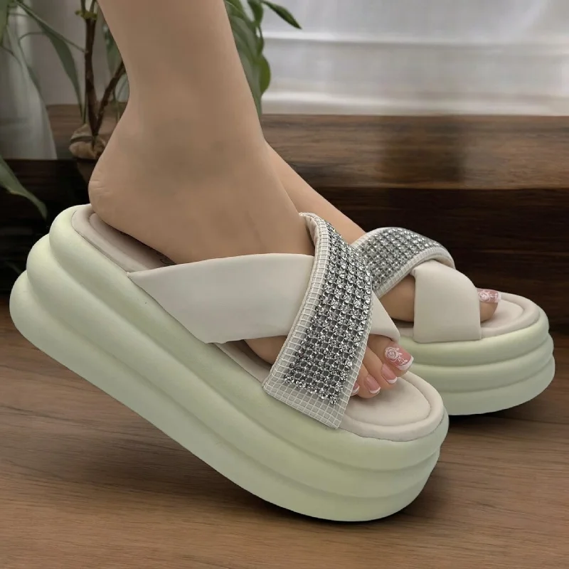Men's slippers with a memory foam insole W153 cross pearl