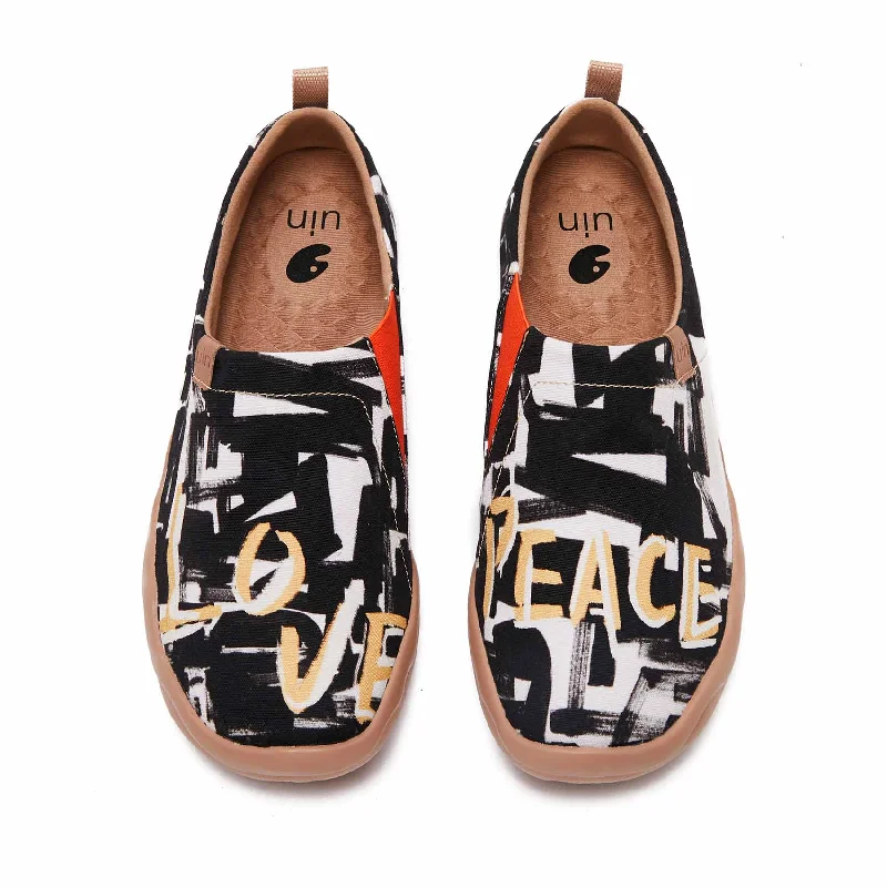 Men's canvas shoes with a multi - colored pattern for a trendy appearance Fight For Peace Men's canvas shoes with a multi - colored pattern for a trendy appearance Fight For Peace