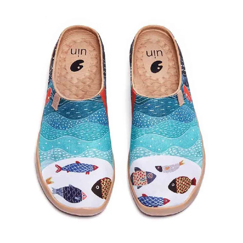 Men's canvas shoes with a canvas - and - leather combination for a premium look Happy Fish Men Slipper