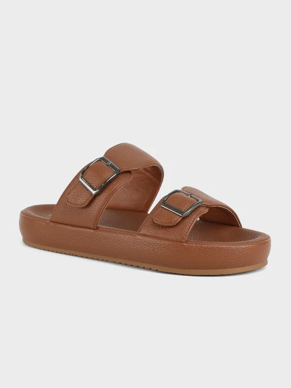Men's slippers with a logo patch on the side Men "KALEX" Casual Buckle Slippers