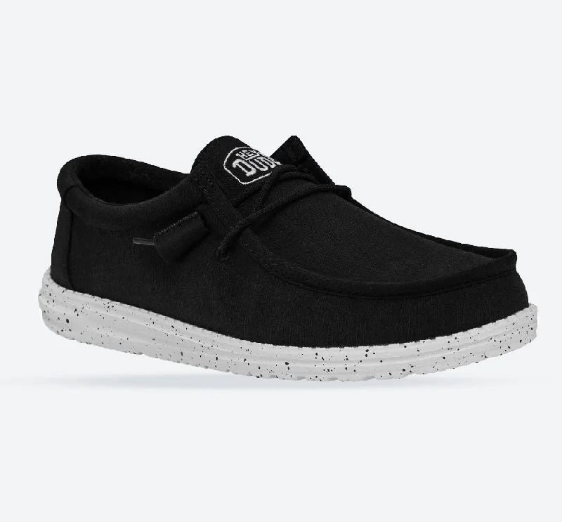 Men's canvas shoes with a multi - colored pattern for a trendy appearance Men's Heydude 40009 Wally Slub Classic Slip On Shoes - Black Men's canvas shoes with a multi - colored pattern for a trendy appearance Men's Heydude 40009 Wally Slub Classic Slip On Shoes - Black