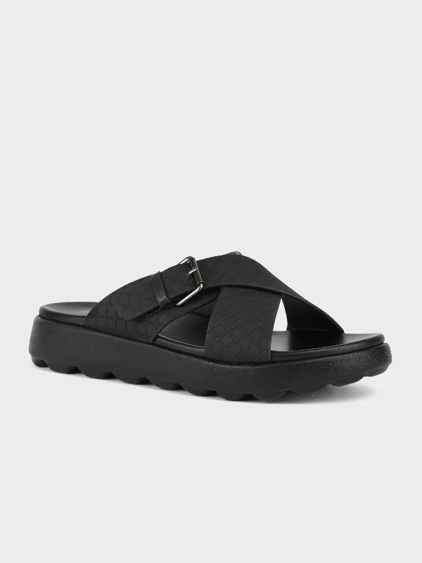 Men's slippers with a leather sole for a classic look Men "SNOOD" Casual Buckle Slippers Men's slippers with a leather sole for a classic look Men "SNOOD" Casual Buckle Slippers