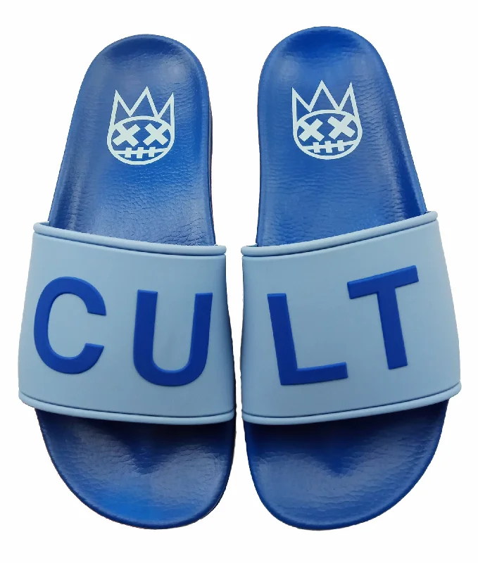 Leather men's slippers with a mule style CULT SLIDE IN COBALT