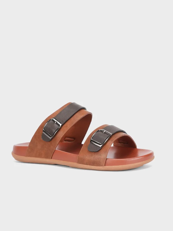 Men's slippers with a Velcro closure for easy on and off Mens "AWAD" Casual Buckled Adorned Slippers Men's slippers with a Velcro closure for easy on and off Mens "AWAD" Casual Buckled Adorned Slippers