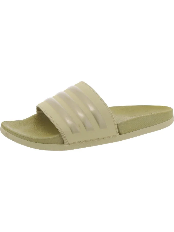 Men's sandals with a rubber sole for tractionAdilette Comfort Mens Striped Flat Pool Slides