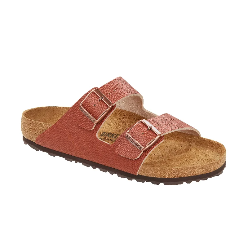 Men's sandals with a toe post designArizona Ginger Brown Embossed Natural Horween Leather