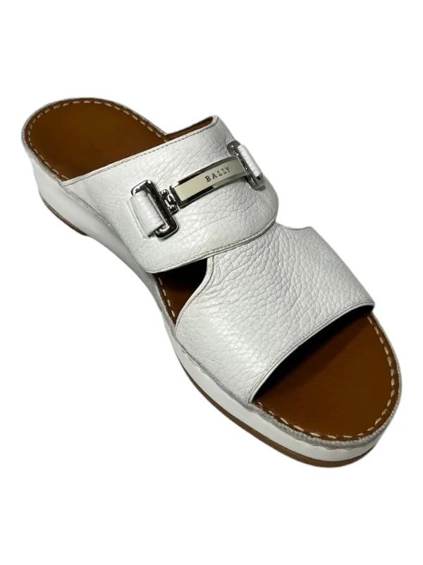 Men's sandals with a wide strap for supportBally Harold 6211920 Men's White Grained Leather Sandals