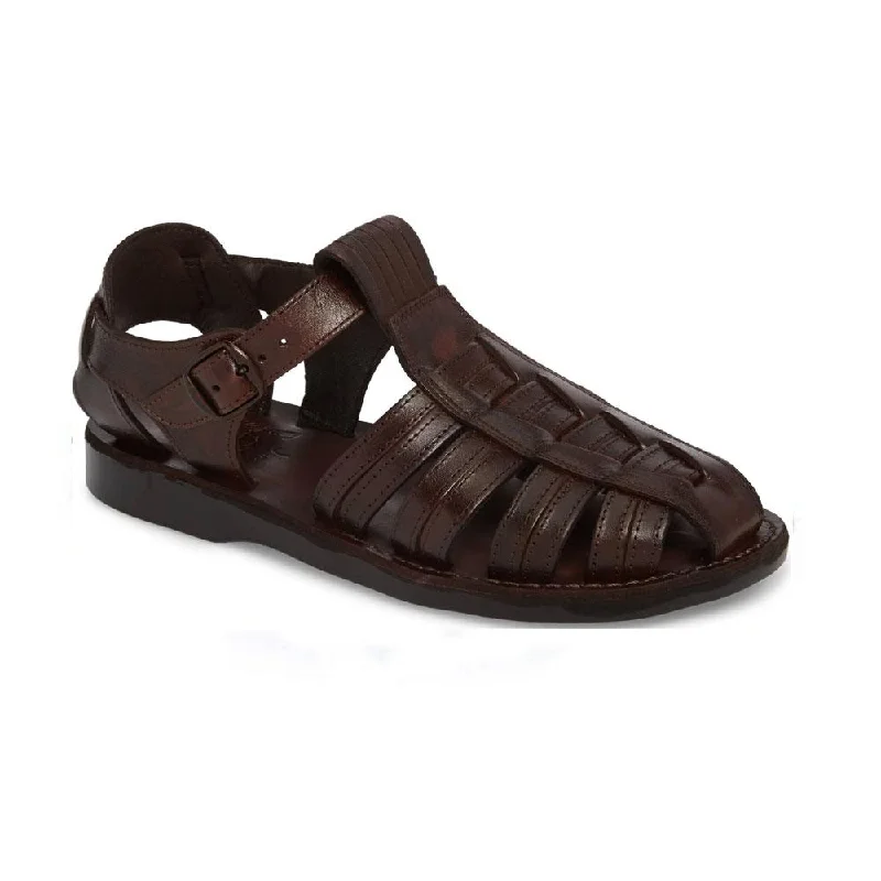 Men's sandals in a neutral color like black or brownBarak - Leather Closed Toe Sandal | Brown