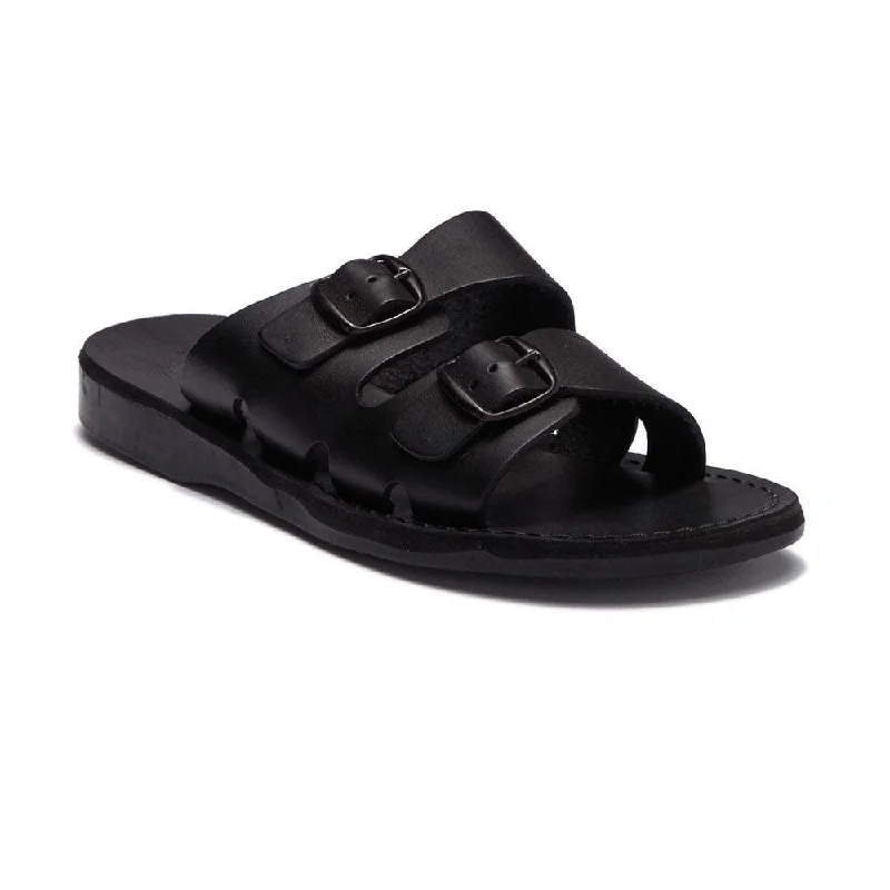 Men's sandals with a cushioned footbedBarnabas - Leather Double Buckle Sandal | Black Men's sandals with a cushioned footbedBarnabas - Leather Double Buckle Sandal | Black