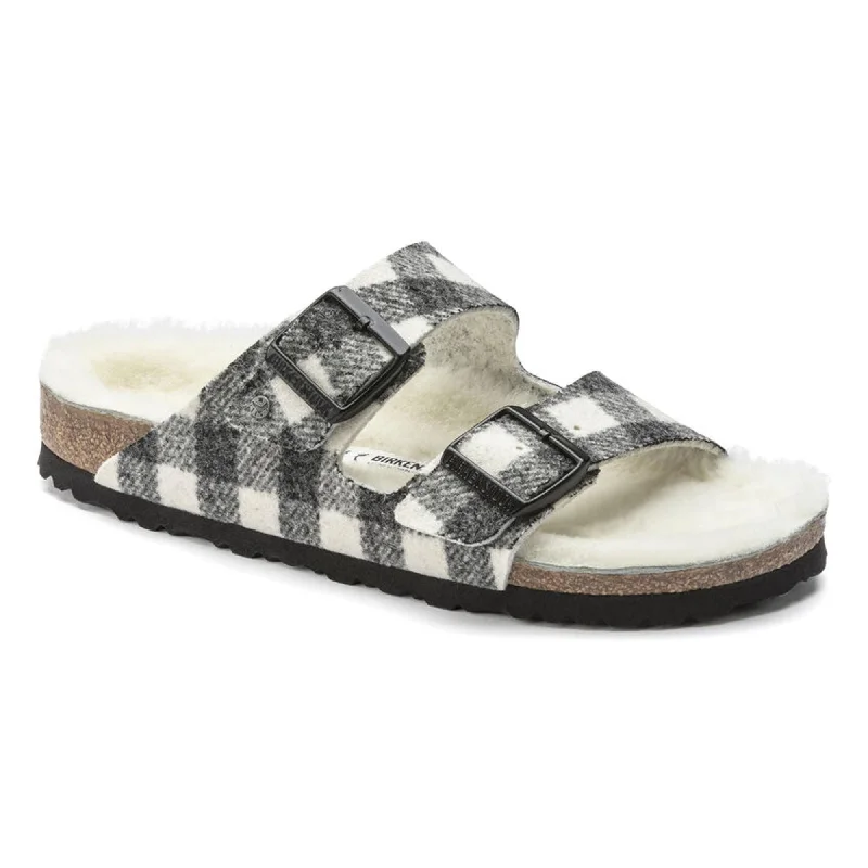 Men's leather sandals with an adjustable strapBirkenstock Arizona Rivet Plaid White  1018113 Men's