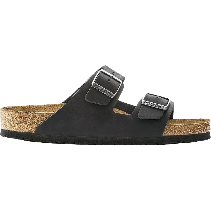 Men's sandals with a toe post designUnisex Birkenstock Arizona Soft Footbed Black Oiled Leather