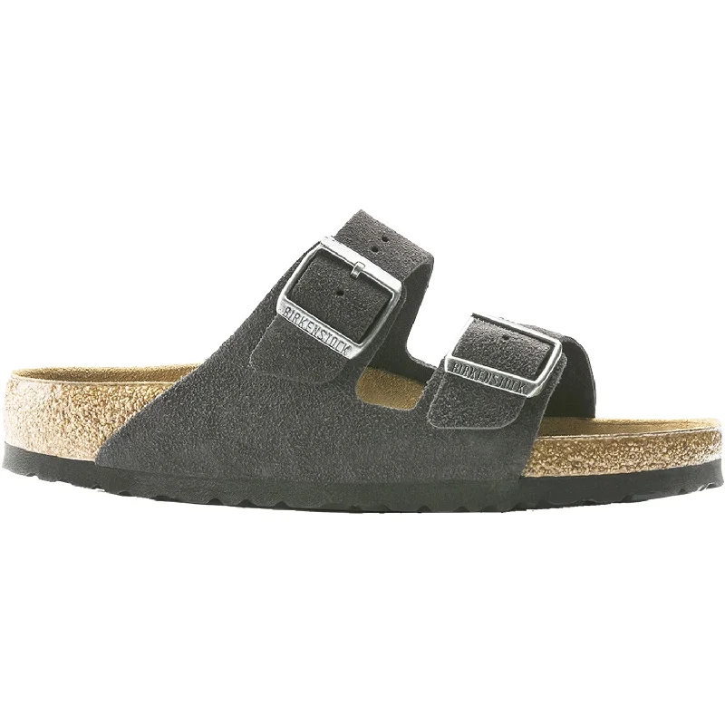 Men's sandals with a padded heelUnisex Birkenstock Arizona Soft Footbed Velvet Grey Suede