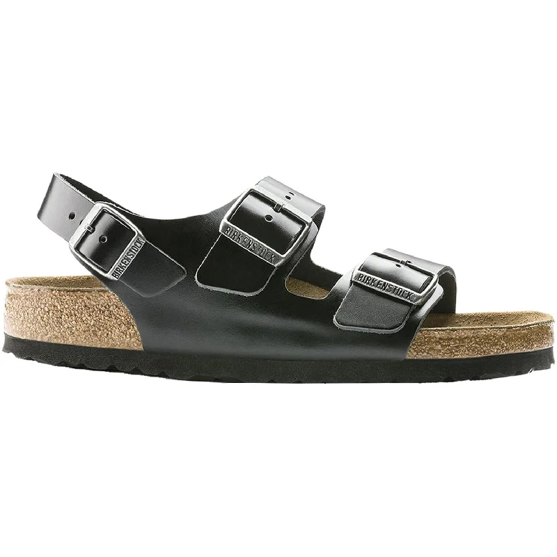 Men's sandals with a shock - absorbing insoleUnisex Birkenstock Milano Soft Footbed Black Amalfi Leather