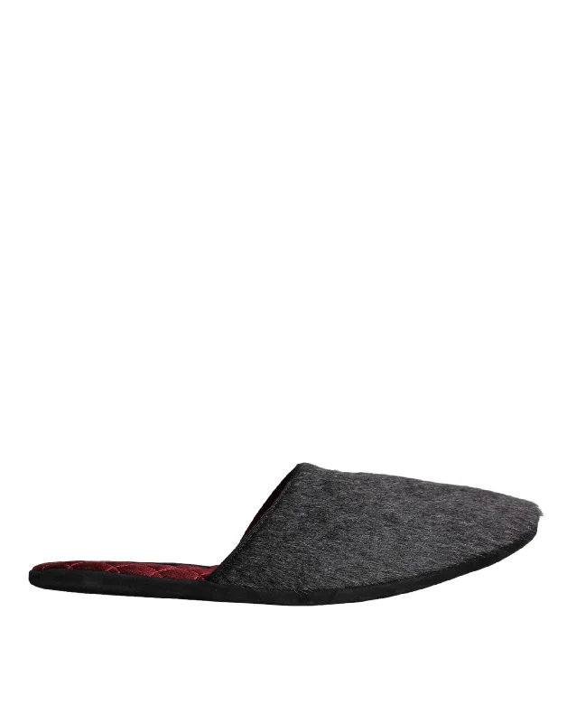 Men's sandals with a contrast stitching detailDolce & Gabbana  Faux Fur Slides Slippers Slip On Men's Shoes