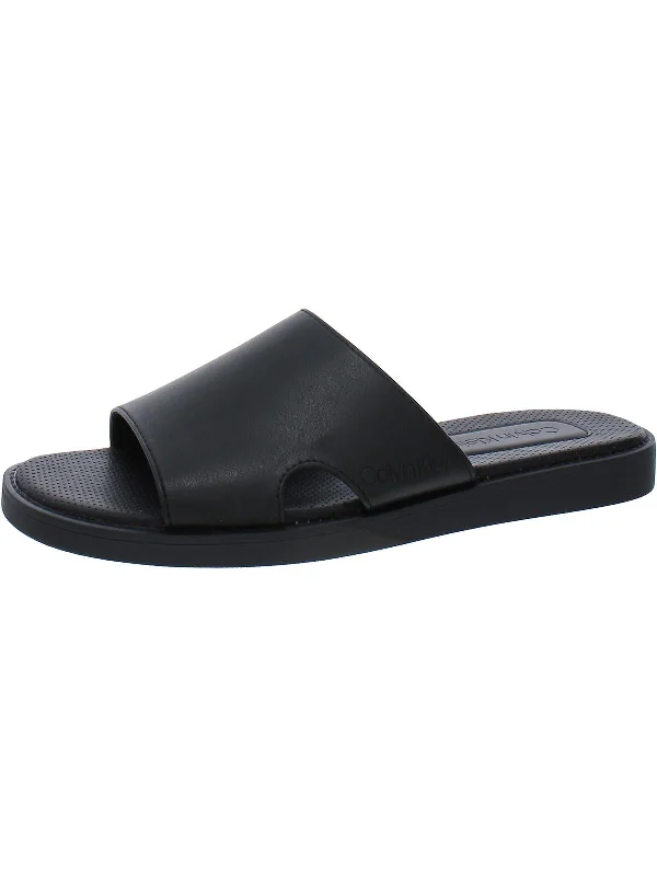 Men's sandals with a flexible sole for easy movementEthan 2 Mens Faux Leather Slip On Slide Sandals