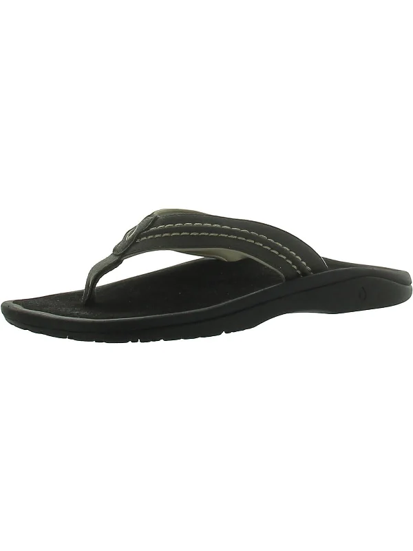 Men's sandals with a shock - absorbing insoleHokua Mens Faux Leather Slip-On Thong Sandals