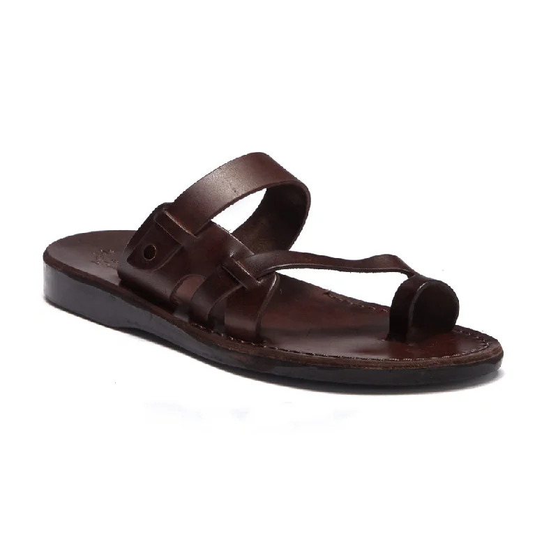 Men's sandals with a toe post designJabin - Leather Toe Loop Sandal | Brown