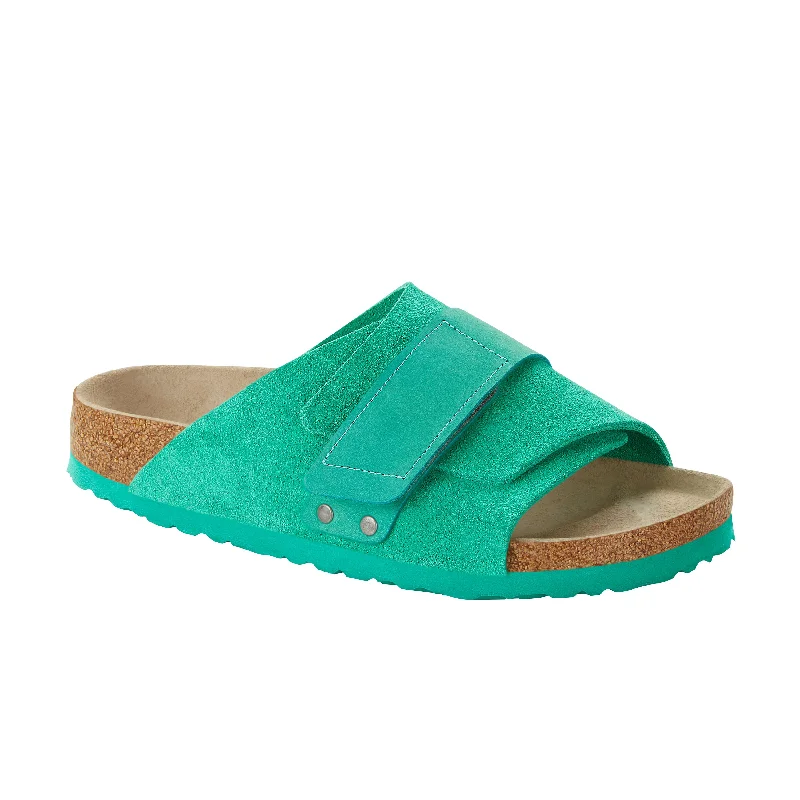 Waterproof men's sandals for water activitiesKyoto Bold Green Suede Leather