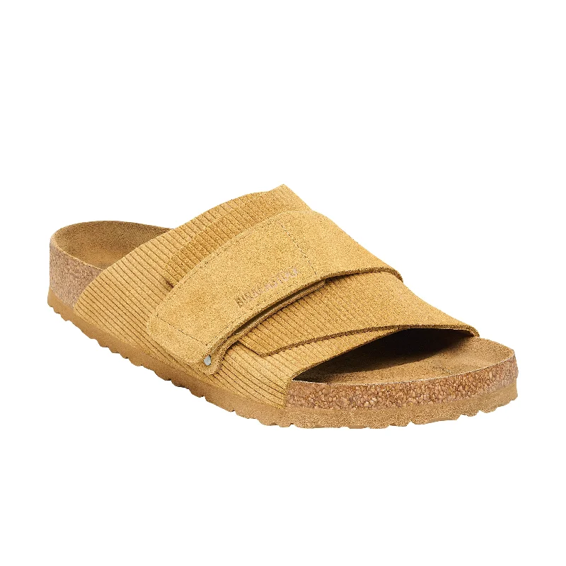 Men's sandals with a cushioned footbedKyoto Corduroy Cork Brown Embossed Suede Leather