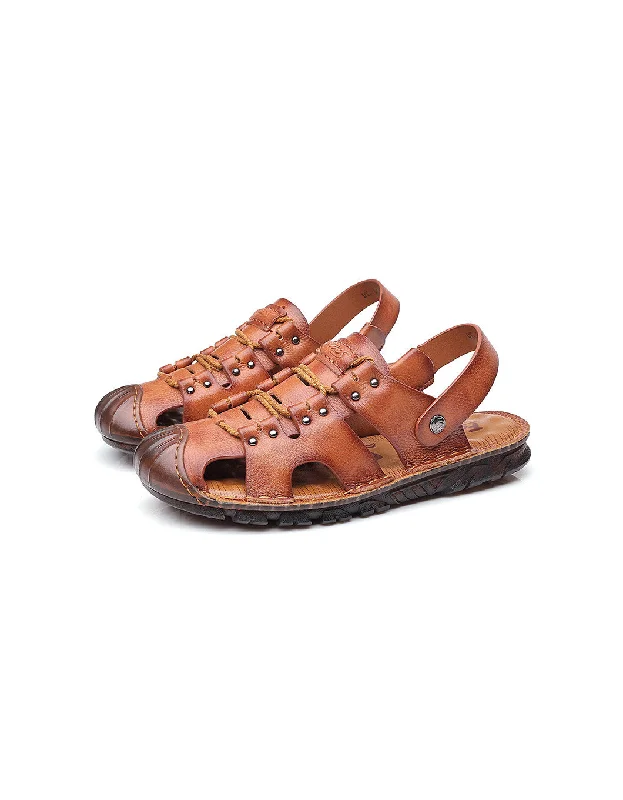 Men's sandals with a shock - absorbing insoleLeather Cut-out Lace-up Sandals Slingback for Men 38-44