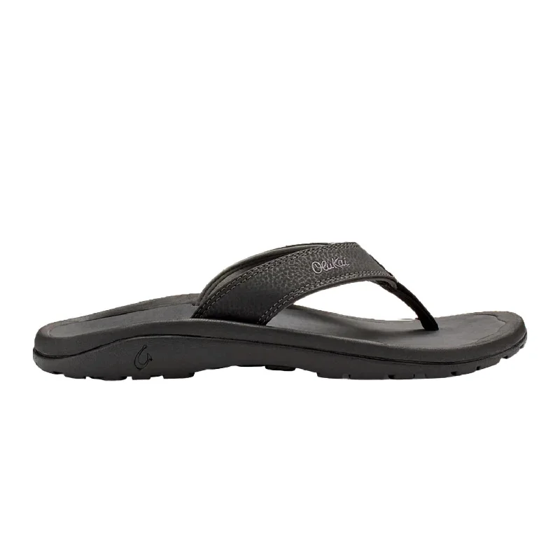 Men's leather sandals with an adjustable strapMen’S Ohana Beach Sandals In Black,dark Shadow