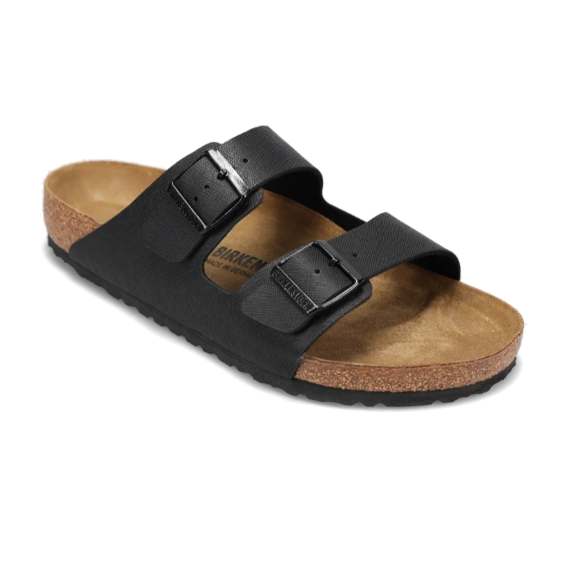 Men's sandals with a contrast stitching detailMen's Arizona Saffiano Black Birko-Flor