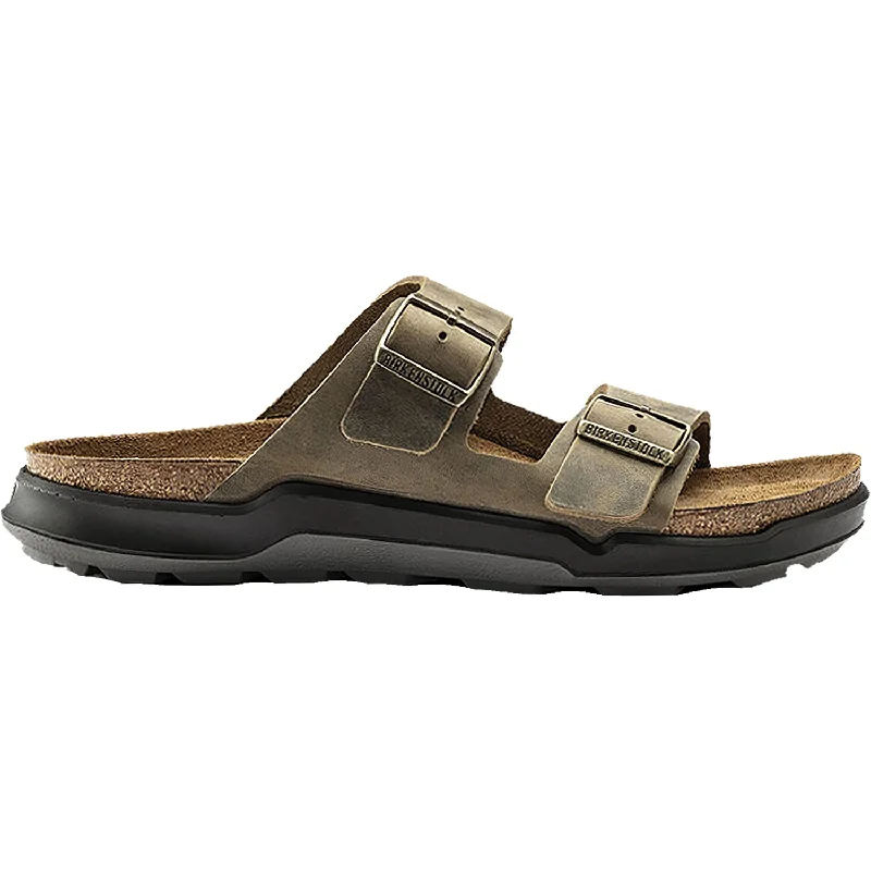 Men's sandals with a padded heelMen's Birkenstock Arizona Rugged Faded Khaki Oiled Leather