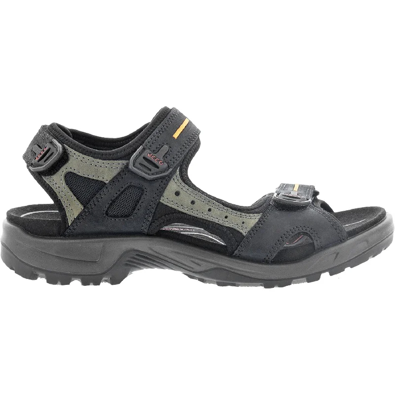 Men's sandals with a padded heelMen's Ecco Yucatan Black/Mole Nubuck