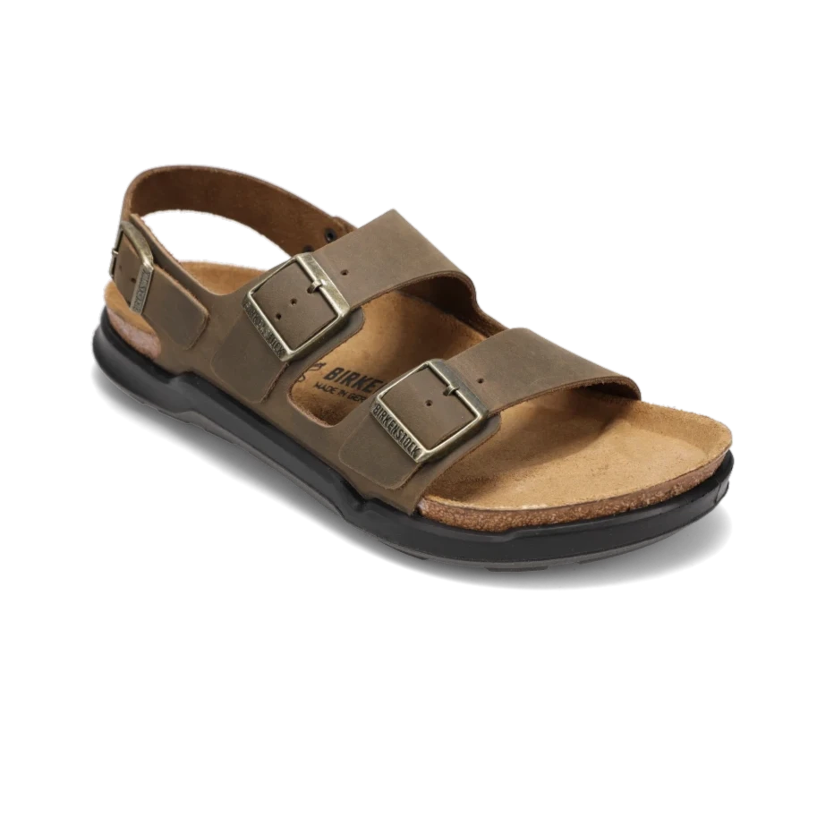 Men's leather sandals with an adjustable strapMen's Milano Rugged Faded Khaki Oiled Leather