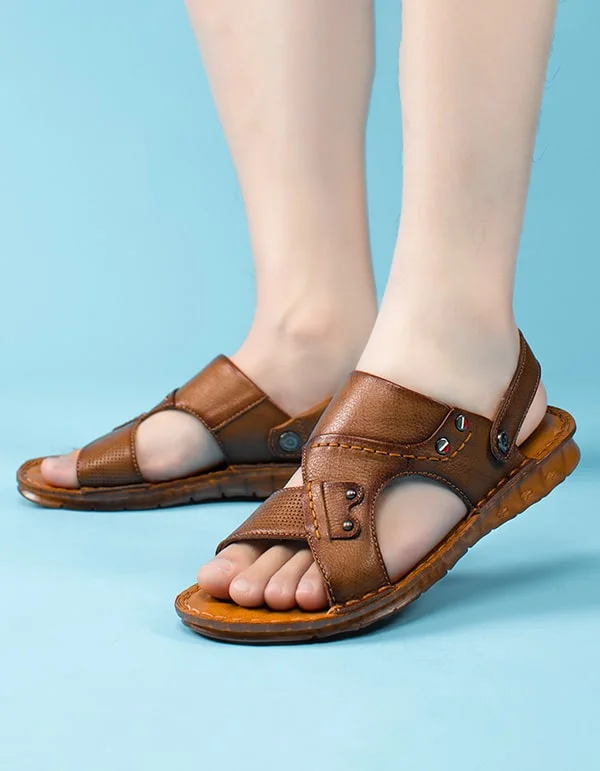 Men's sandals with a shock - absorbing insoleMen's Summer Leather Sandals