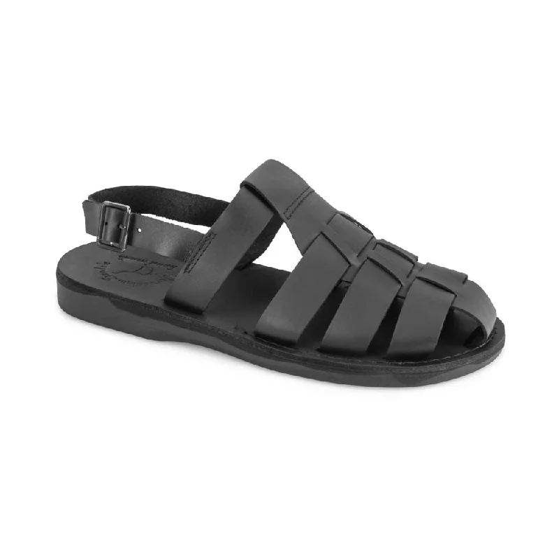 Men's leather sandals with an adjustable strapMichael - Closed Toe Leather Fisherman Sandal | Black