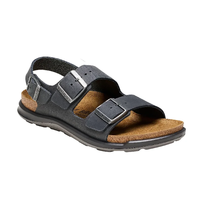 Men's sandals with a rubber sole for tractionMilano Cross Town Black Oiled Leather