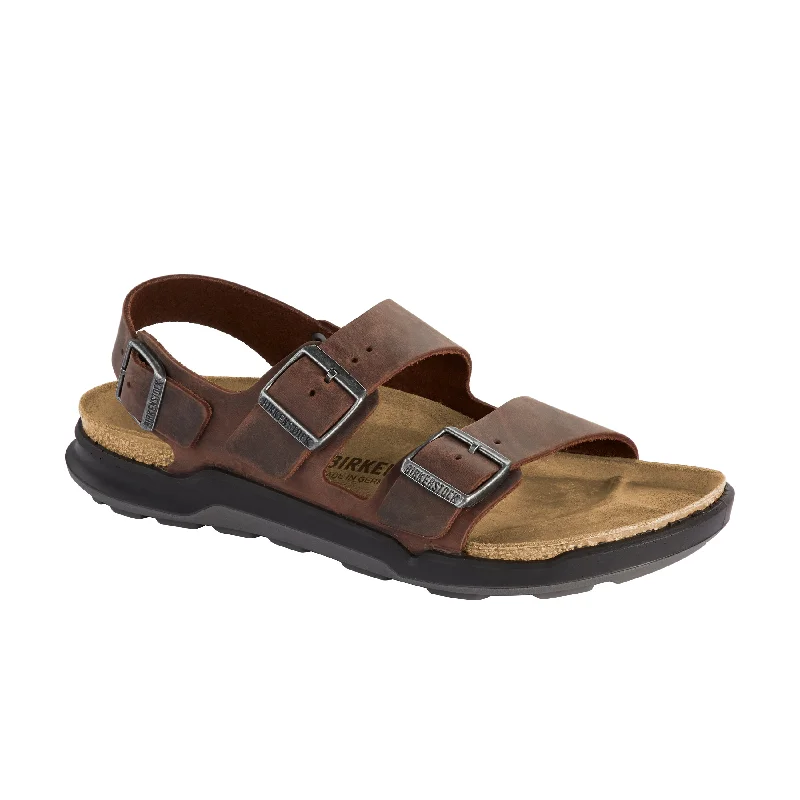 Men's sandals with a flexible sole for easy movementMilano Cross Town Habana Oiled Leather